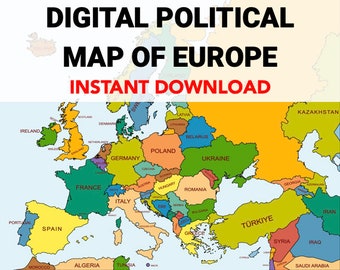 Western Europe Political Map Printable | European Map Labeled Countries