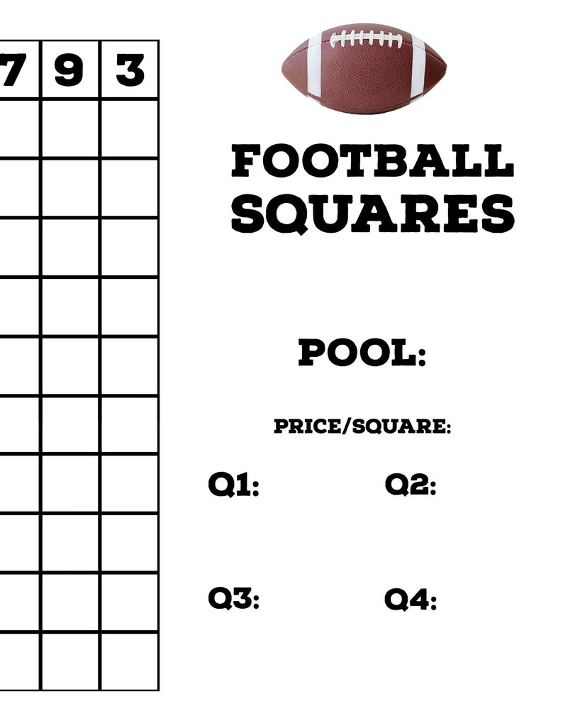 Super Bowl Squares Template Printable 2025 Super Bowl Pool Squares