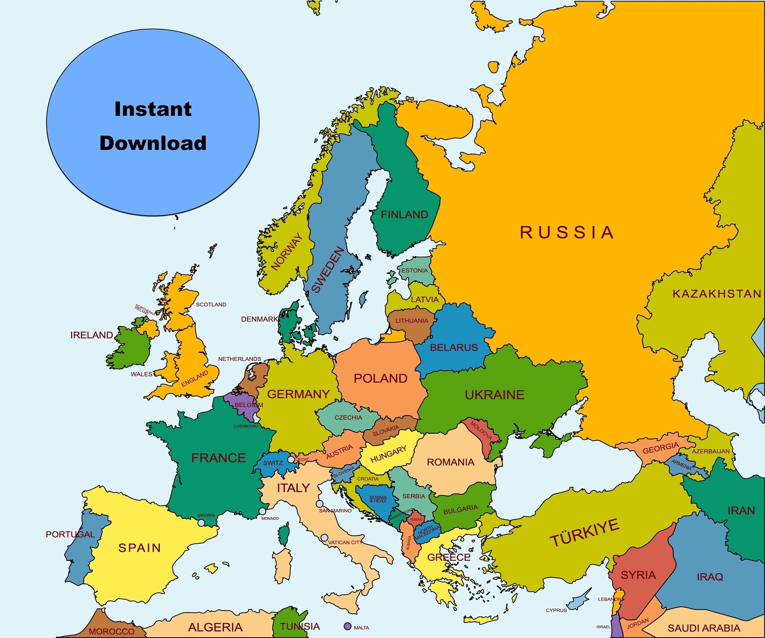 Digital Political Map Of Europe Printable European Map Download Map Il Fullxfull.5860291793 4gzi