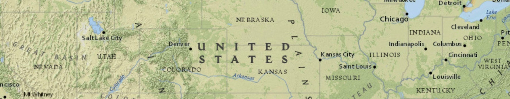 Topographic Map of the United States Map America Map of the USA ...