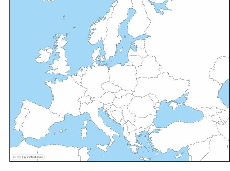 Digital Europe Map of European Countries Printable Download, Map of Eastern Europe, Map of Western Europe Stretch Mapping Countries image 10