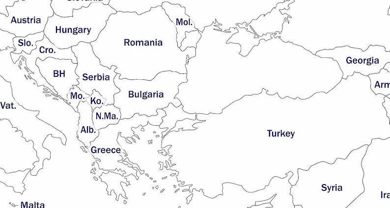 Digital Europe Map of European Countries Printable Download, Map of Eastern Europe, Map of Western Europe Stretch Mapping Countries image 9