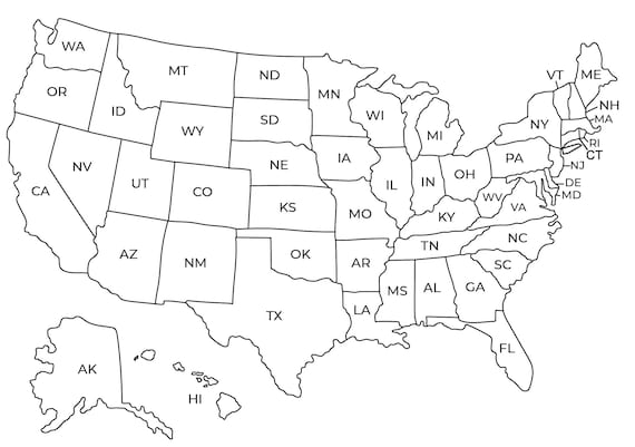 Mapa Imprimible En Blanco De Los Estados Unidos Mapa De EE. UU. En
