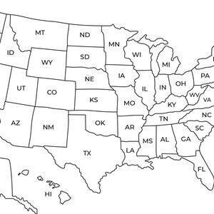 Map of USA Printable USA Map Printable Printable Usa Map - Etsy