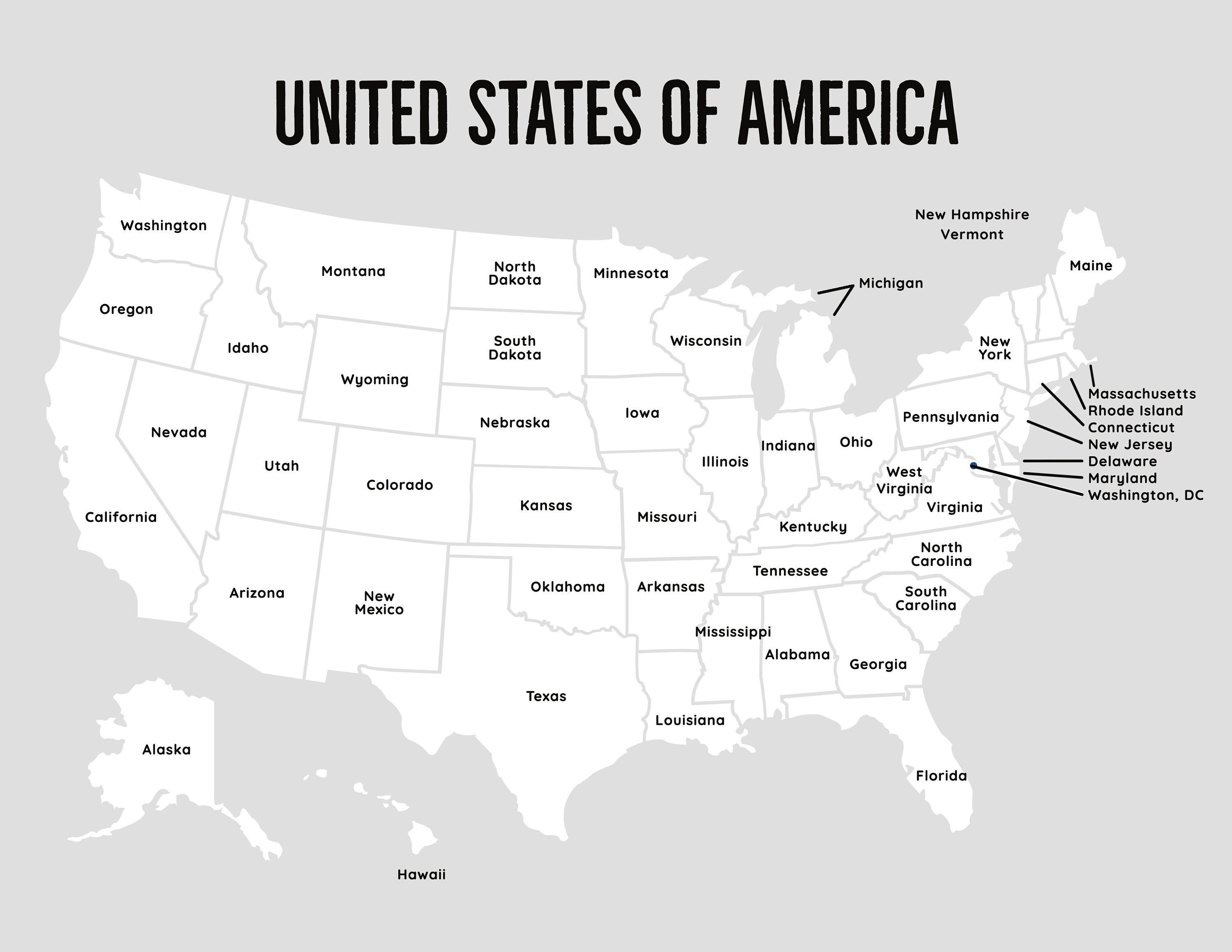 Map of the united states map of the usa printable usa map etsy australia