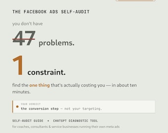 Facebook Ads Audit for Coaches & Consultants | Find the One Thing Killing Your Meta Ads | Self-Audit Guide + Diagnostic Tool