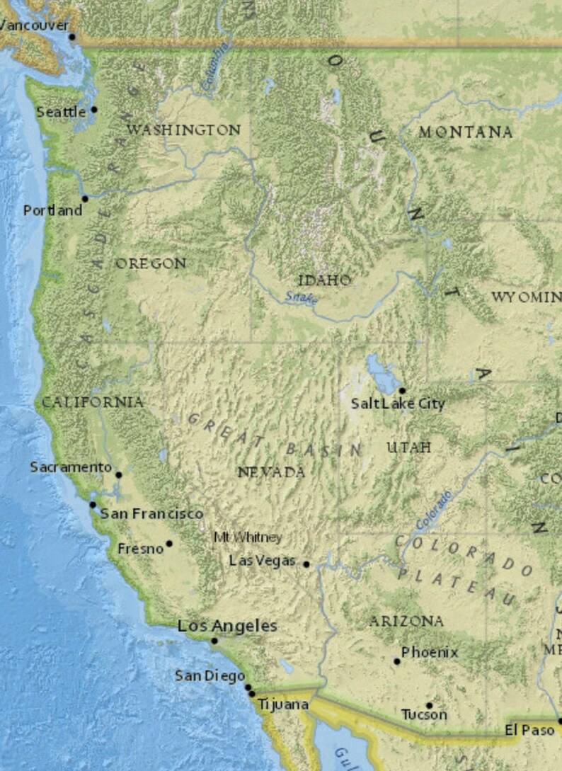 Topographic Map of the United States Map America Map of the USA