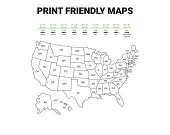 州名入りの米国地図、印刷可能な米国地図（州名表示） - Etsy 日本