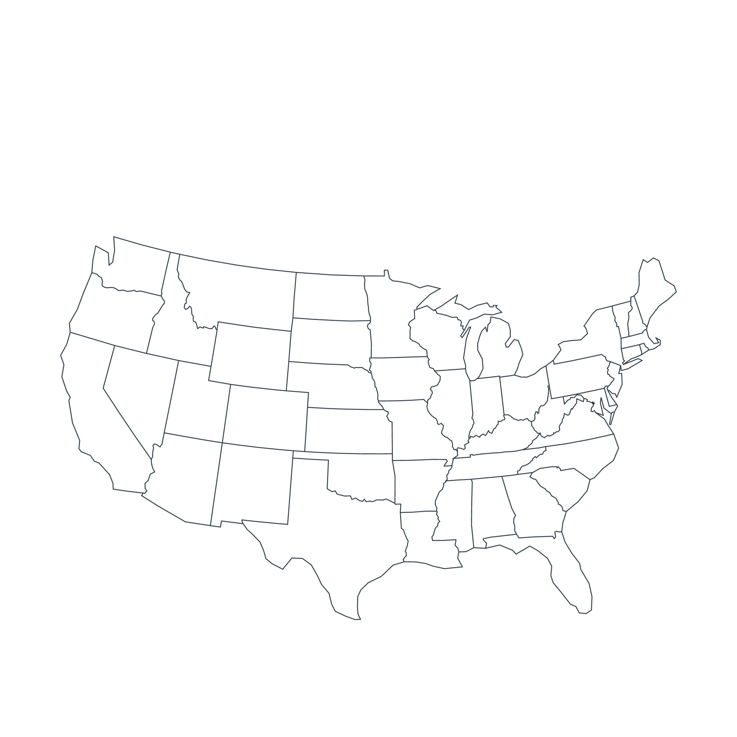 Map of the United States, Map of the USA, Blank Map of North America