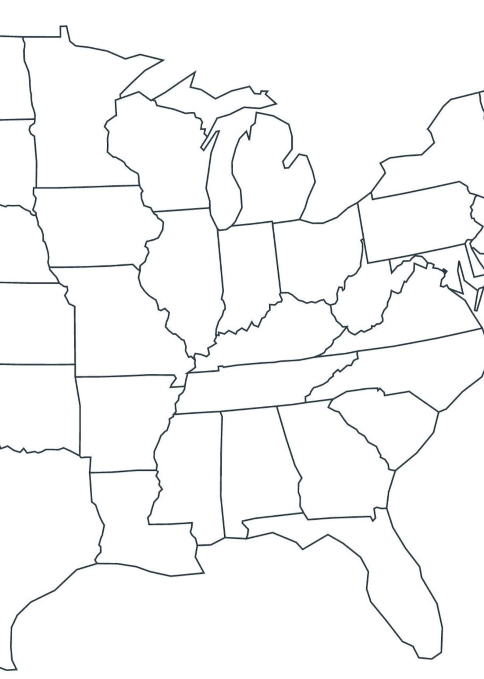 Map of the United States, Map of the USA, Blank Map of North America, United States Outline Map