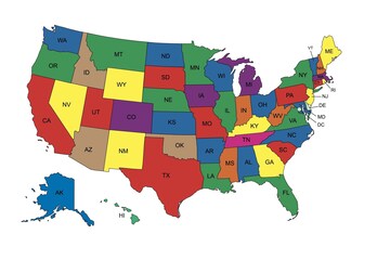 Map of the United States, 50 States Map of USA | USA Map Printable Digtial Download |  Usa map wall art | Usa map with states | Colored map