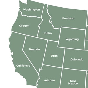 Cartes colorées des États-Unis, carte des États-Unis, art mural imprimable, carte des États-Unis avec les États