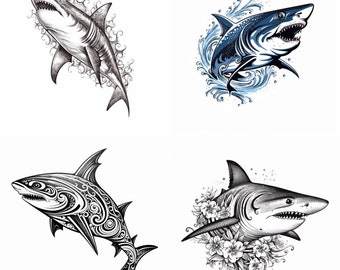 Hai Tattoo | Einfaches Hai Tattoo | Tattoo Blitz Digital Download | Hai Tattoo Umriss Kleine Hai Tattoos Hawaii Hai Tattoo