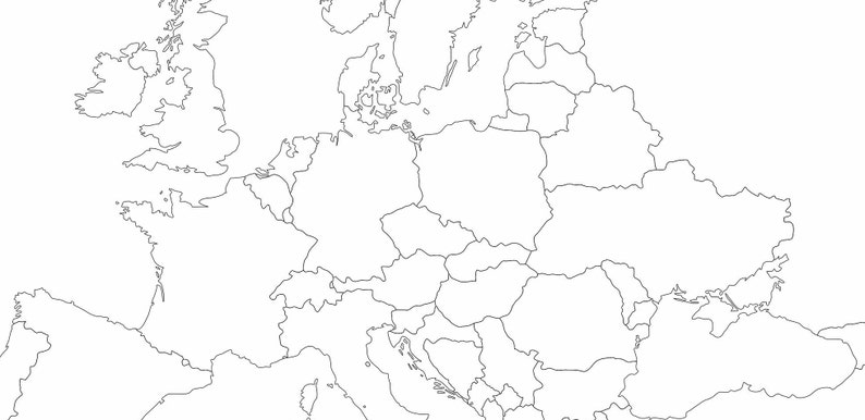 Digital Europe Map of European Countries Printable Download, Map of Eastern Europe, Map of Western Europe Stretch Mapping Countries image 8