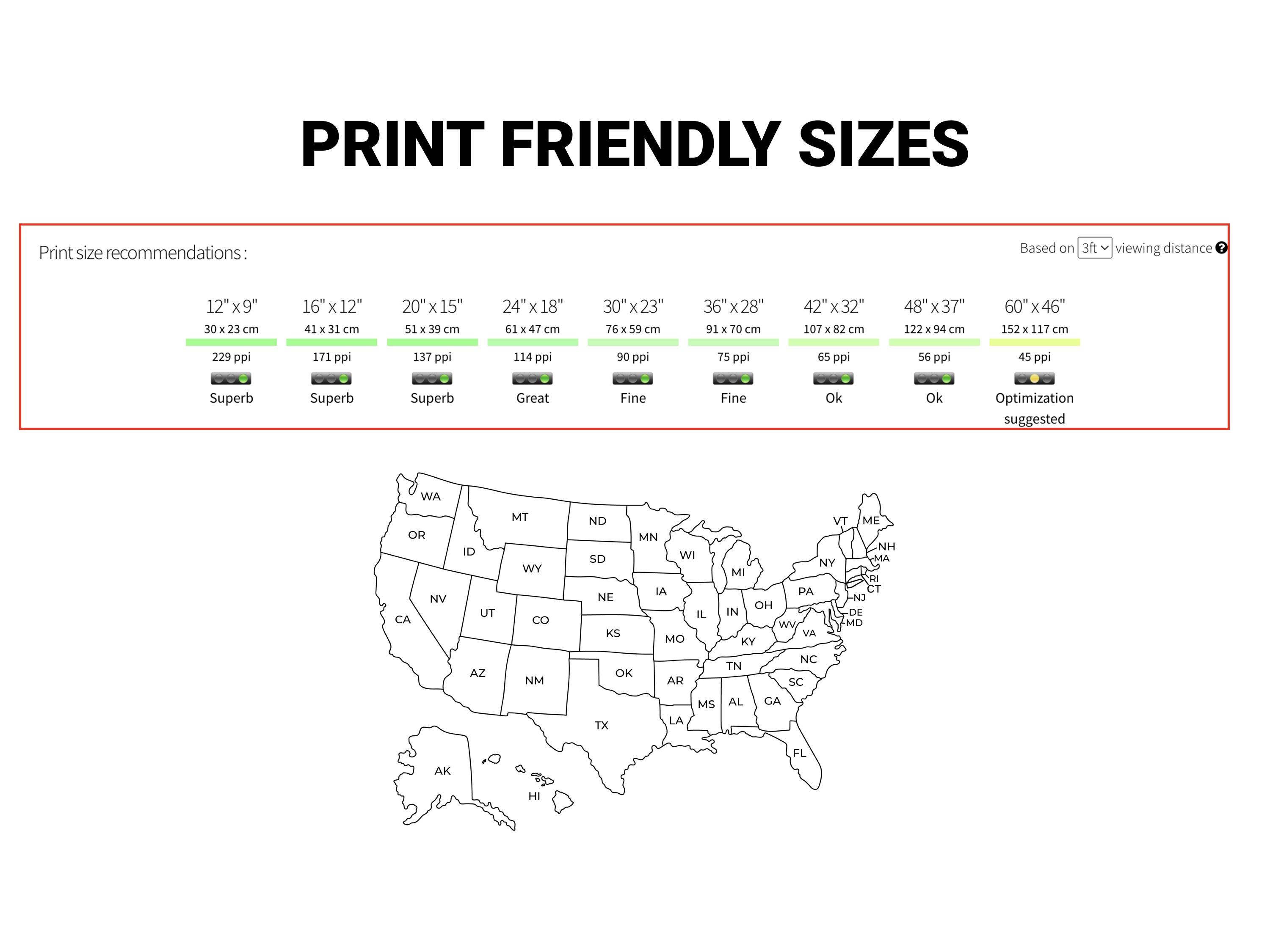 Mapa Imprimible De 50 Estados De 8,12 X 11 Faibo Bolsa Con 3