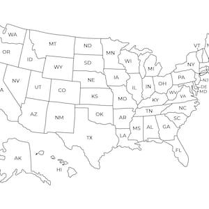 Karte der USA mit Bundesstaaten, druckbare Karte der USA mit Bundesstaaten