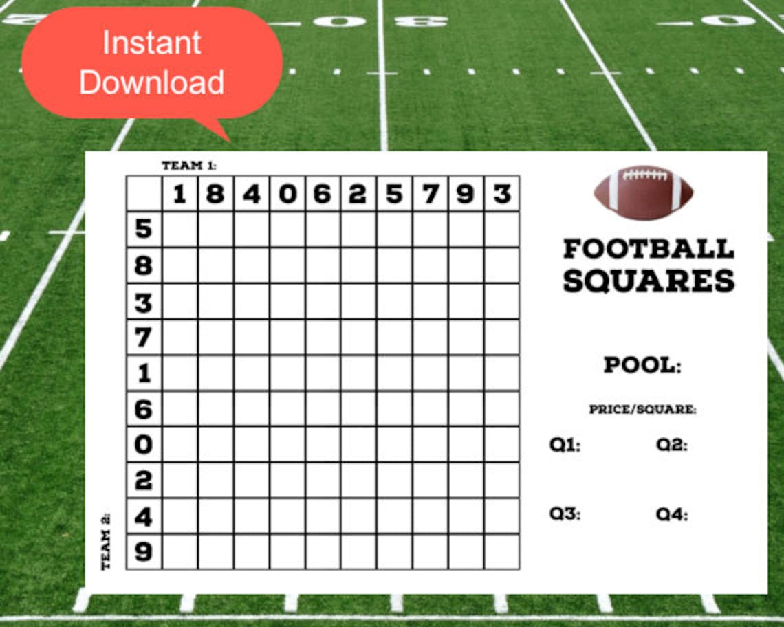 Super Bowl Squares Template Printable 2025 Super Bowl Pool Squares