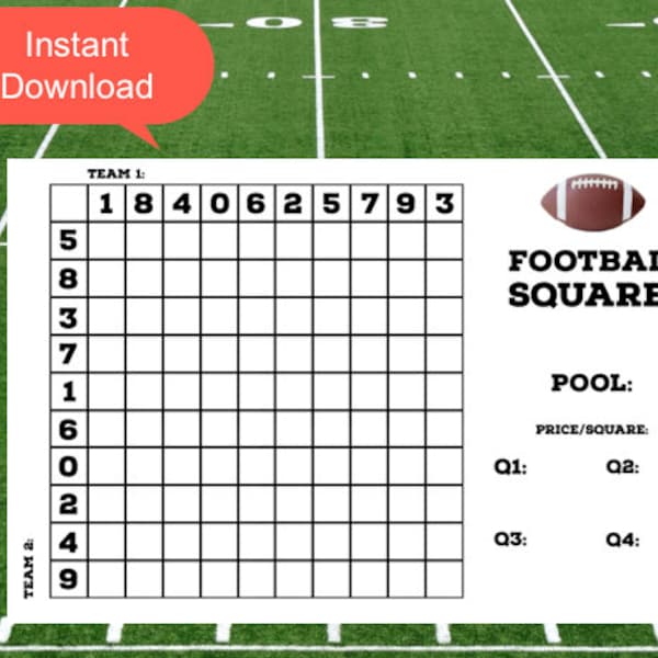 Superbowl Squares Template Etsy