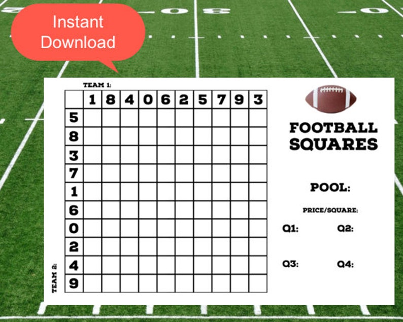 Super Bowl Squares Template Printable 2025 Super Bowl Pool Squares