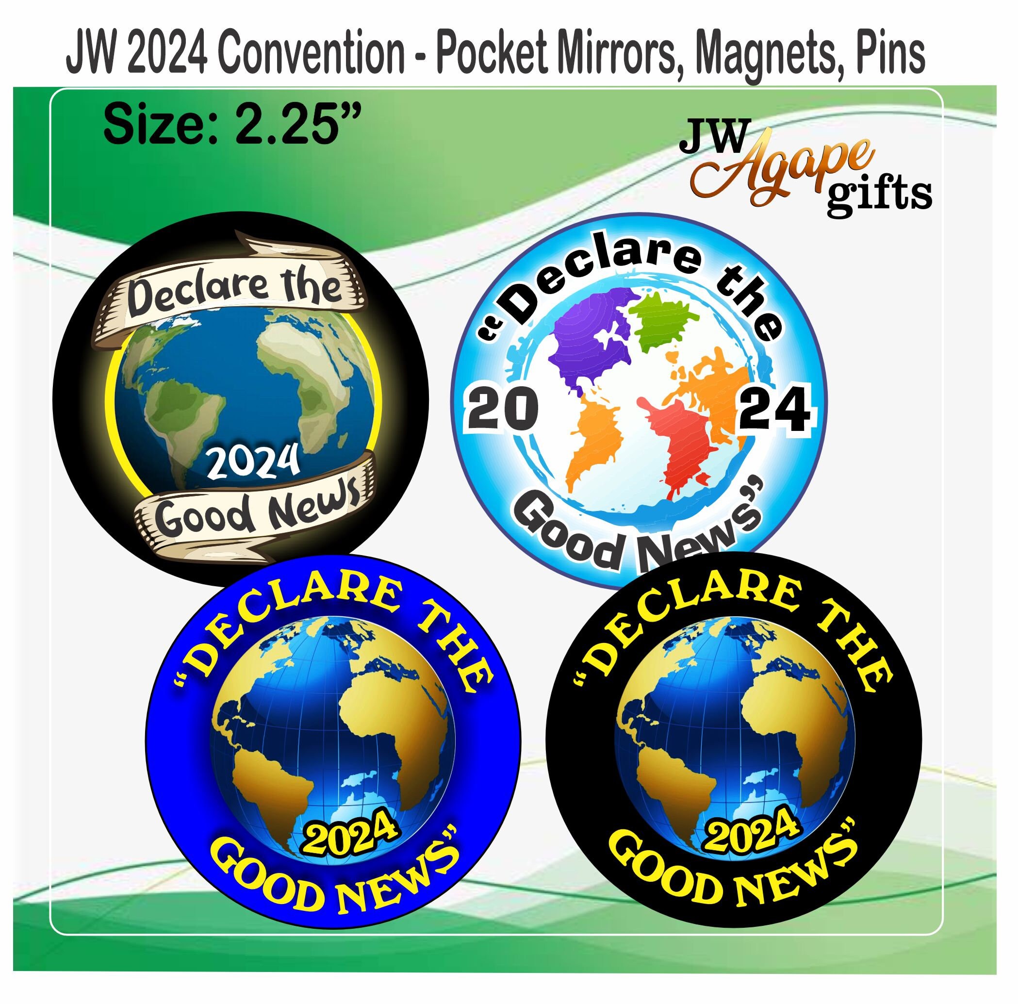 JW Gifts Declare the Good News 2024 Special Convention 2.25 Pocket Mirrors/4