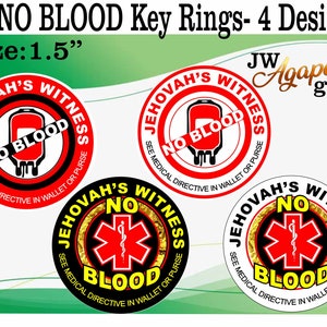 JW &#39;No Blood&#39; key ring with clip/choose one or a package/JW gifts/jw.org/jw stuff/jw keychain