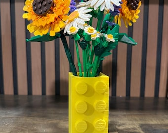 Brick Flower Vase 3D Printed | Lego Style Decor | Modern Desk Vase | Gift for Plant Lovers (Flowers Not Included)