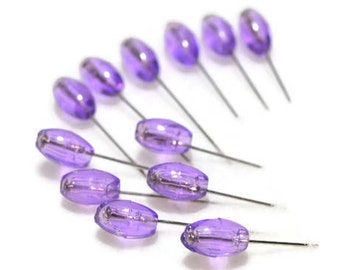 Lavender beaded sewing pins, 12 piece