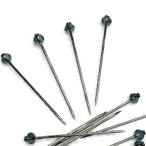 Aqua Hematite AB Crystal sewing pins