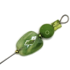 Lime Green Beaded sewing stiletto - Beaded laying tool for needlepoint
