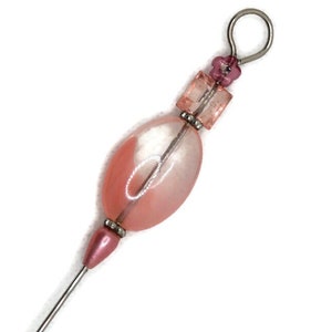 Light Pink Beaded sewing stiletto - Beaded laying tool for needlepoint