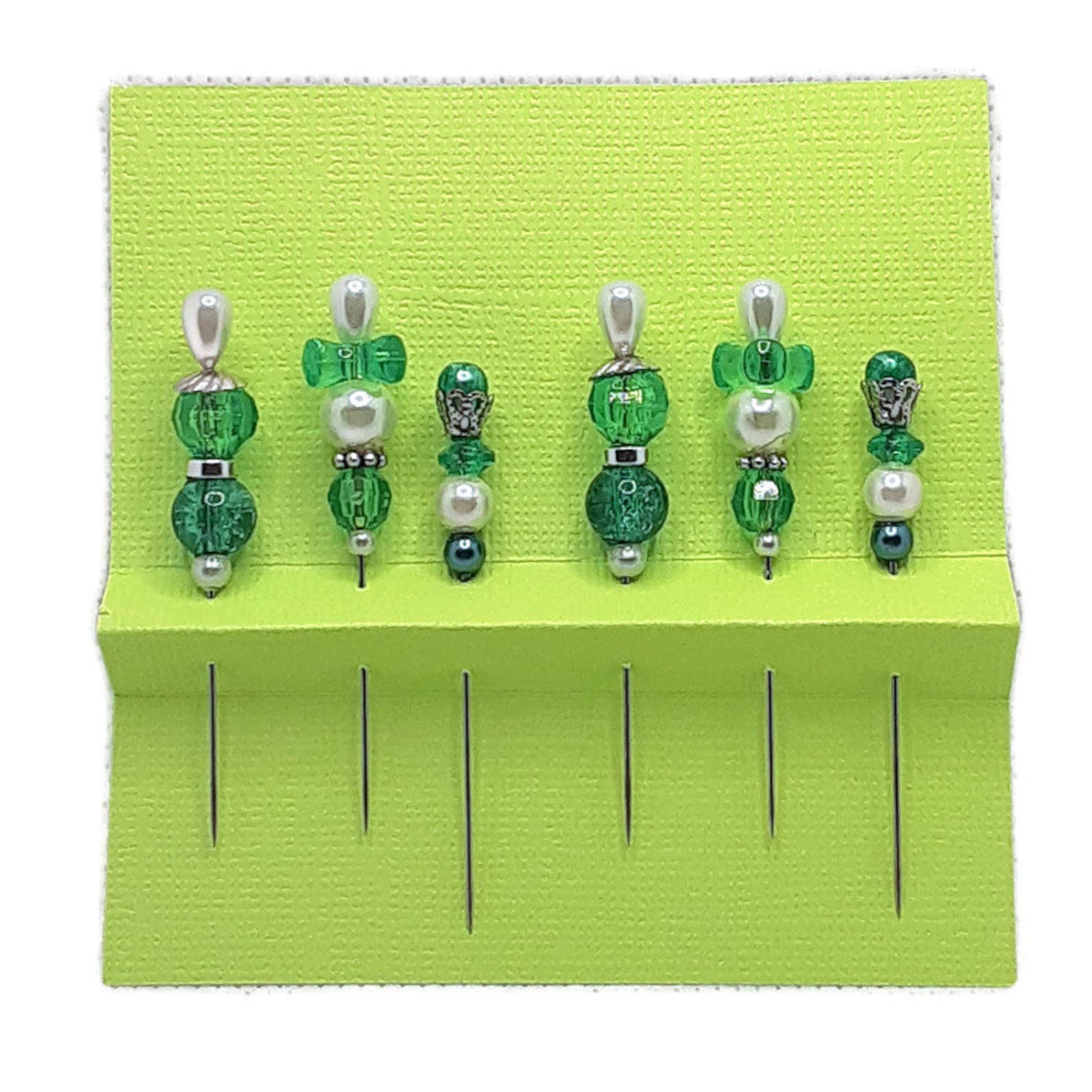Green Decorative Pins for Pincushions Set of 6 Pins for Etsy