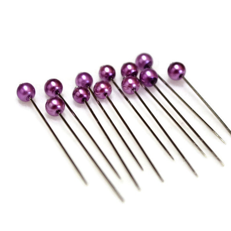 Light Purple Glass Head Straight Pins Set of 12 or 24 - Etsy