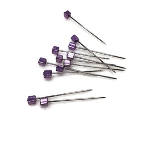 Metallic Czech Glass Decorative Sewing pins Purple