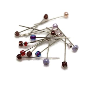 Alfinetes de costura com cabeça de vidro Purple Berry, contagem de 18 ou 36