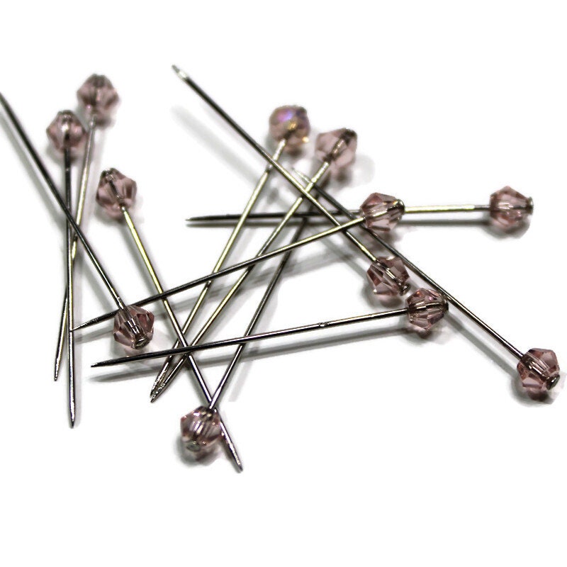 Beading Supplies :: Findings & Settings :: Pins :: 40pc hite decorative pins  with a large head, length 60 mm, pearl headed steel, haberdashery