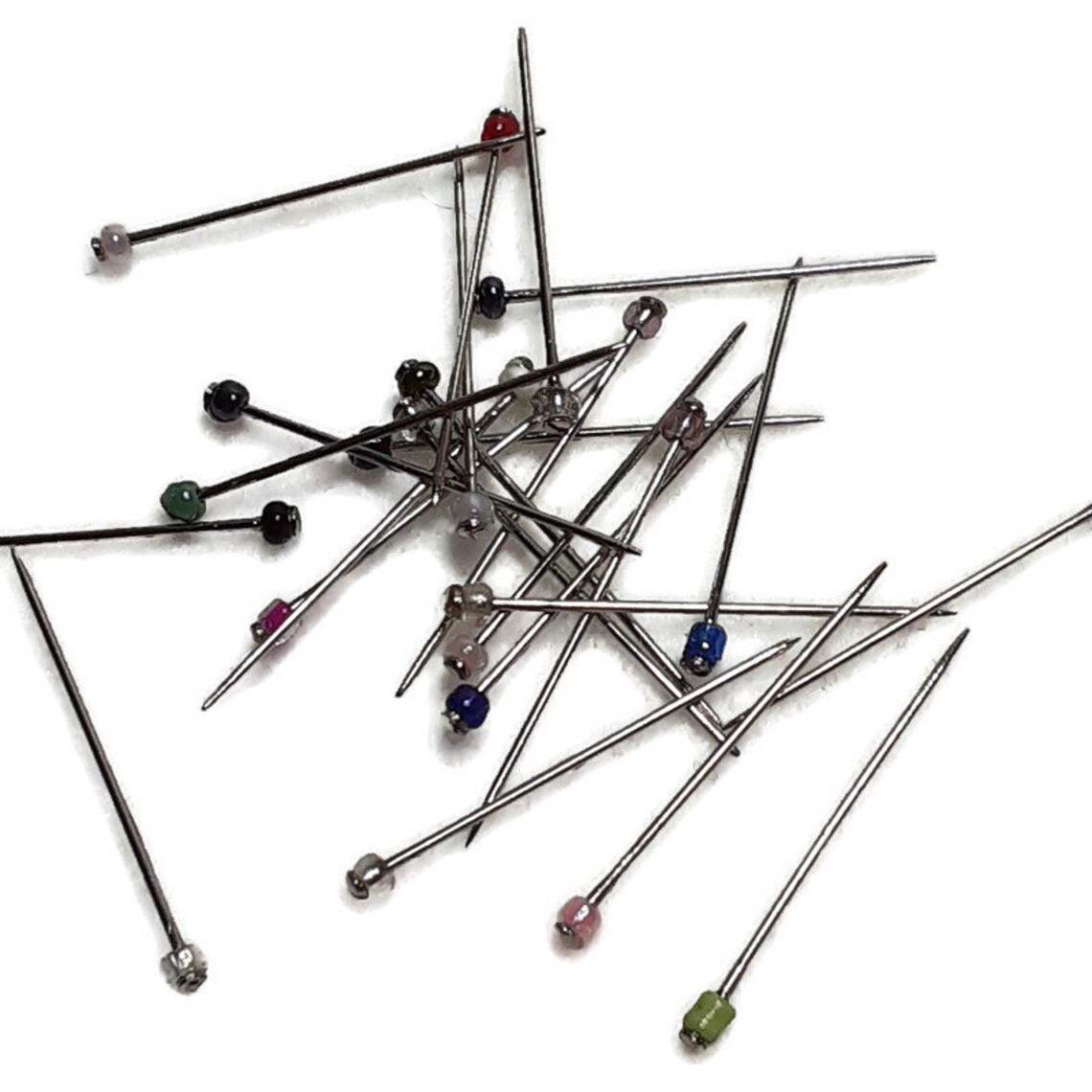 24 piece Assorted glass head sewing pins Etsy