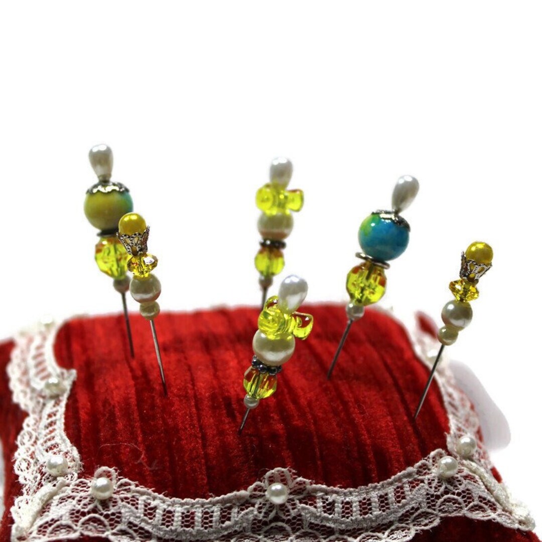 Yellow Decorative Pins, Set of 6 Pincushion Pins Etsy