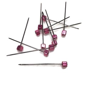 Metallic Czech Glass Decorative Sewing pins Pink