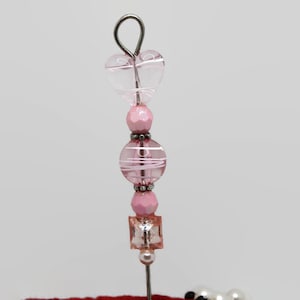 Pink Heart beaded quilting stiletto - Pink laying tool for needlepoint