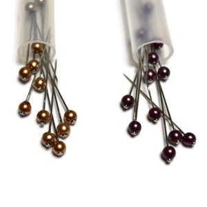 Choice of Light Brown or Brown glass head sewing pins
