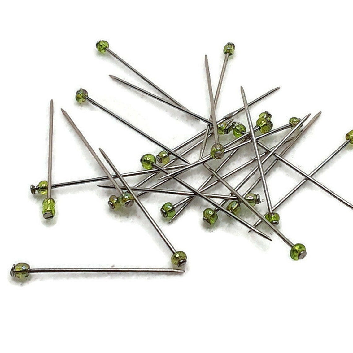 AB Light Green Beaded Sewing Pins Glass Head Straight Pins Etsy