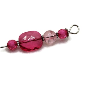 Hot Pink Beaded sewing stiletto - Beaded laying tool for needlepoint
