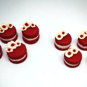 Miniature polymer clay red velvet cakes, mini cakes & cup cakes