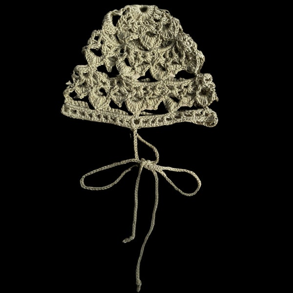 Crochet Lace Olive Green Adult Bonnet Summer Bonnet Knitted Bonnet Fishnet bonnet Adult bonnet Summer headpiece