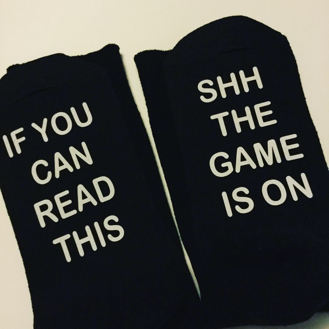 Image of Novelty Socks If You Can Read This Shh The Game Is On , Football Fan Gift