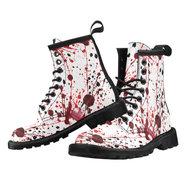 Men's Halloween Gothic Blood Spatter Bloody PU Leather Boots