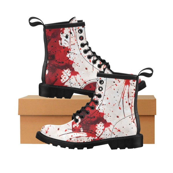 Men's Halloween Gothic Blood Spatter Bloody PU Leather Boots