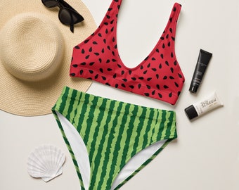 Watermelon Recycled high-waisted bikini