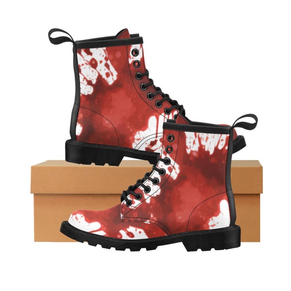 Halloween Blood Spatter Bloody Women's PU Leather Martin Boots