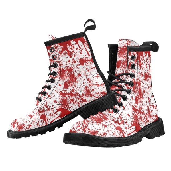 Men's Halloween Gothic Blood Spatter Bloody PU Leather Boots